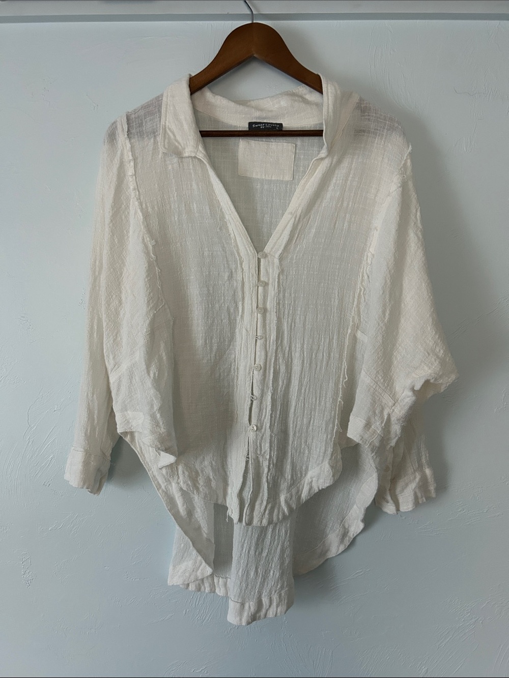 Relaxed Cream Button-Front Blouse